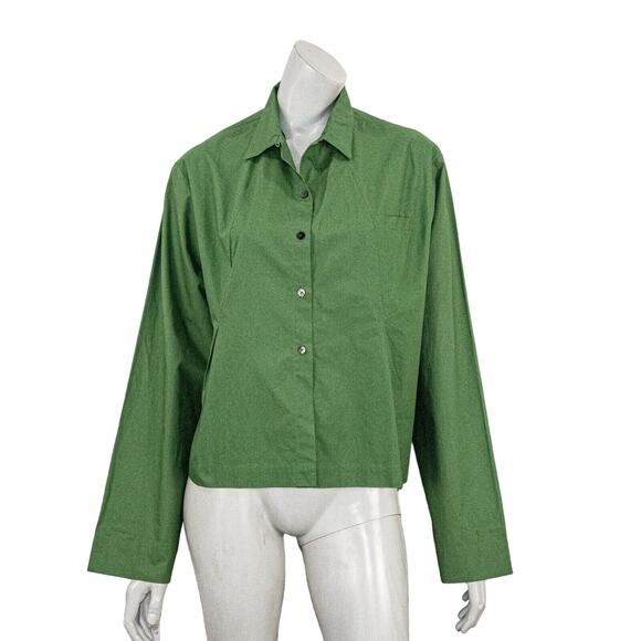 Khadi & Co Bess Nielsen Long Sleeve Button up Blouse in Green Women's Size L - Picture 6 of 12